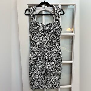 Vintage Cache Y2K Black White Leopard Print Textured Cocktail Dress Size 4 S